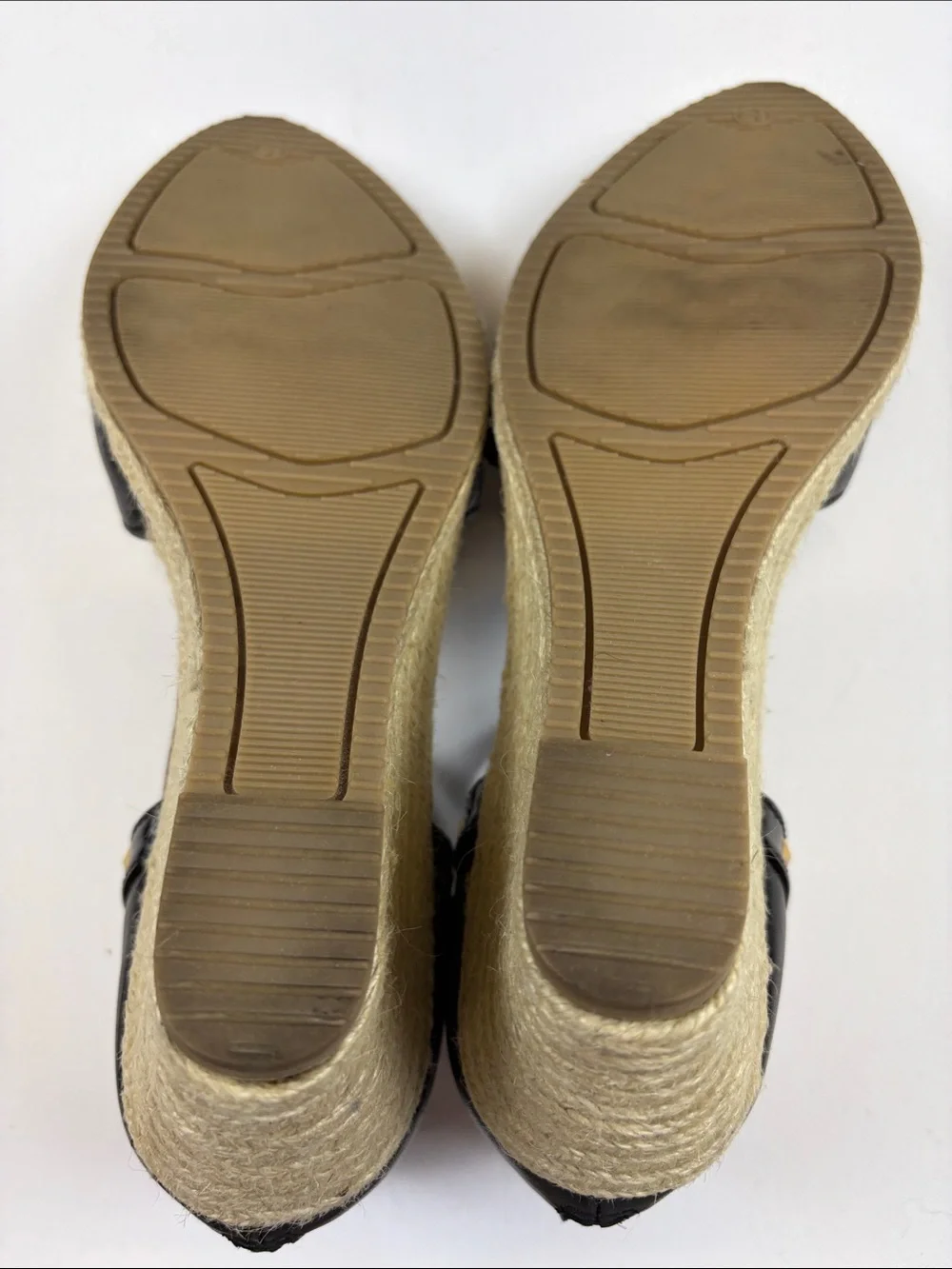 RIALTO BLACK STUDDED ESPADRILLE WEDGE PUMPS POINTED TOE ANKLW STRAP SIZE 9.5